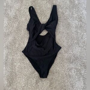 ASOS Design Black Twist Front One-Piece Swimsuit – Size US 8E/F (Fuller Bust)